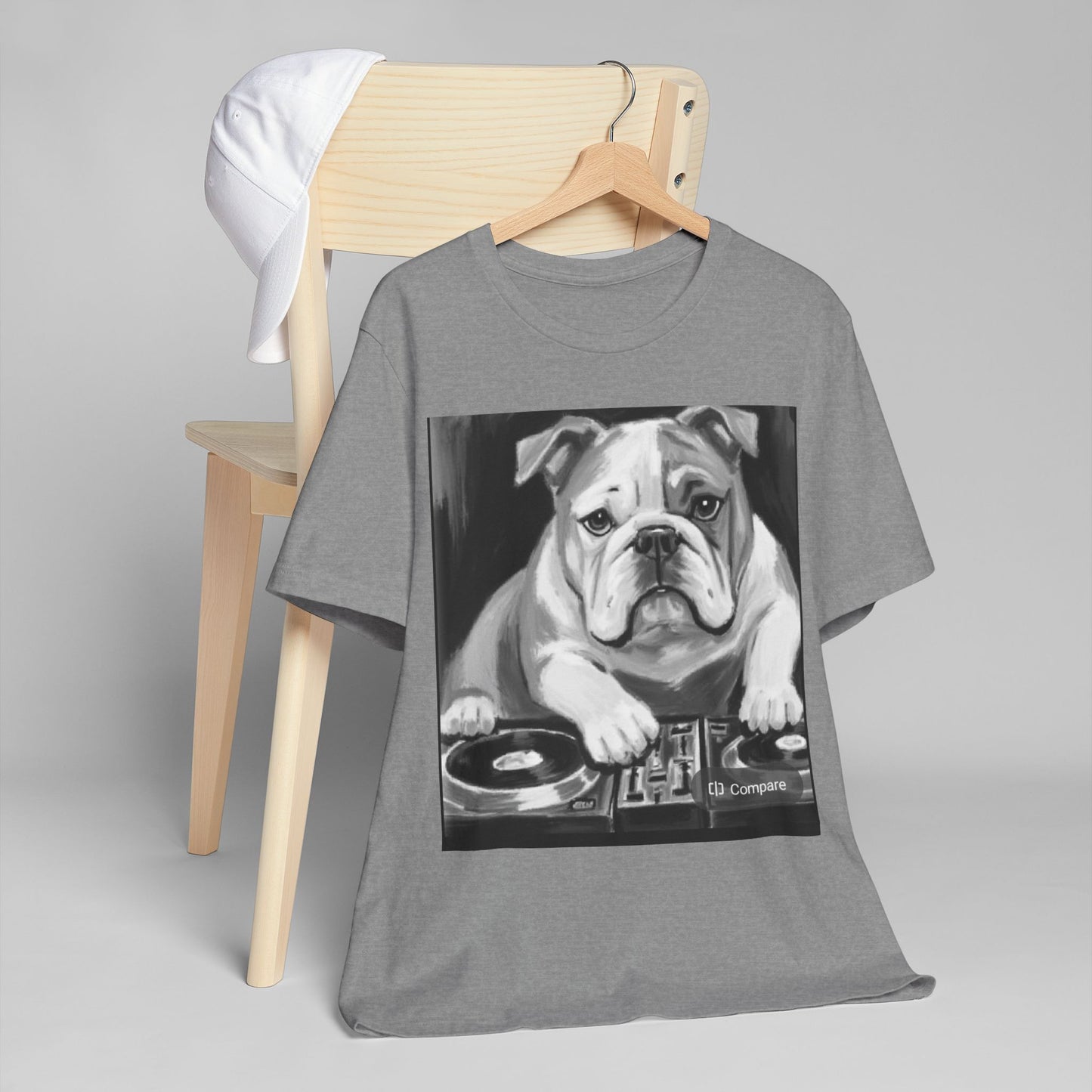 Limited E'dish Cool DJ Bulldog T-Shirt, Pet Lover Tee, Music Shirt, Funny Graphic Tee, Dog Themed Gift
