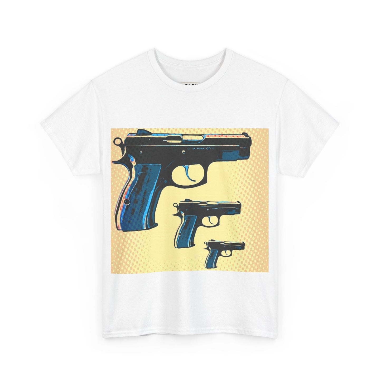Limited E'dish Graphic Tee with Retro Guns Design, Unique Casual Shirt, Streetwear, Gift for Gun Enthusiasts, Unisex Heavy Cotton Tee