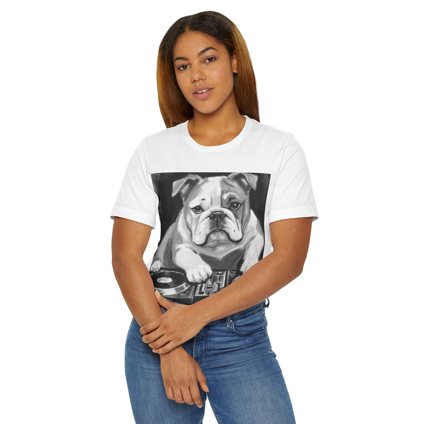 Limited E'dish Cool DJ Bulldog T-Shirt, Pet Lover Tee, Music Shirt, Funny Graphic Tee, Dog Themed Gift