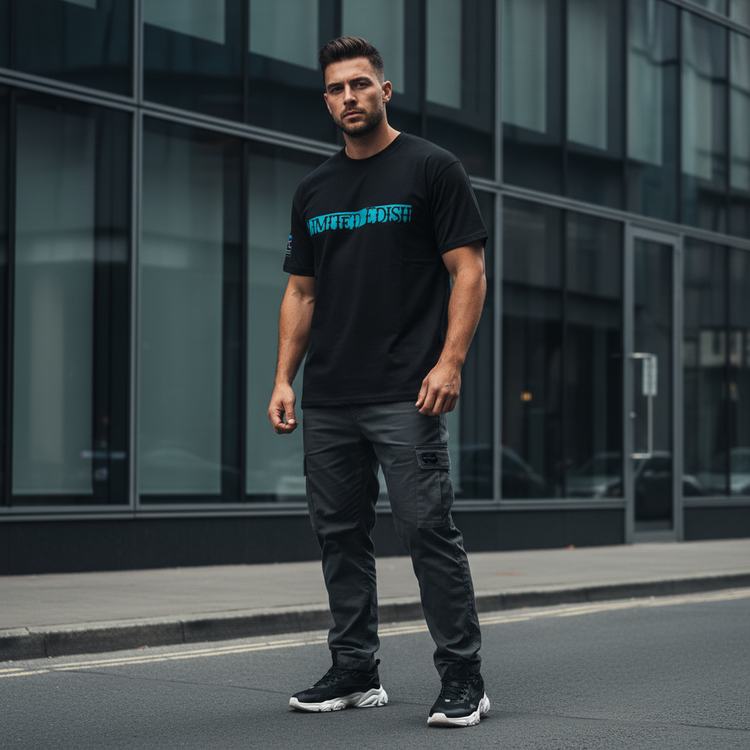 Black Blue Chest Front