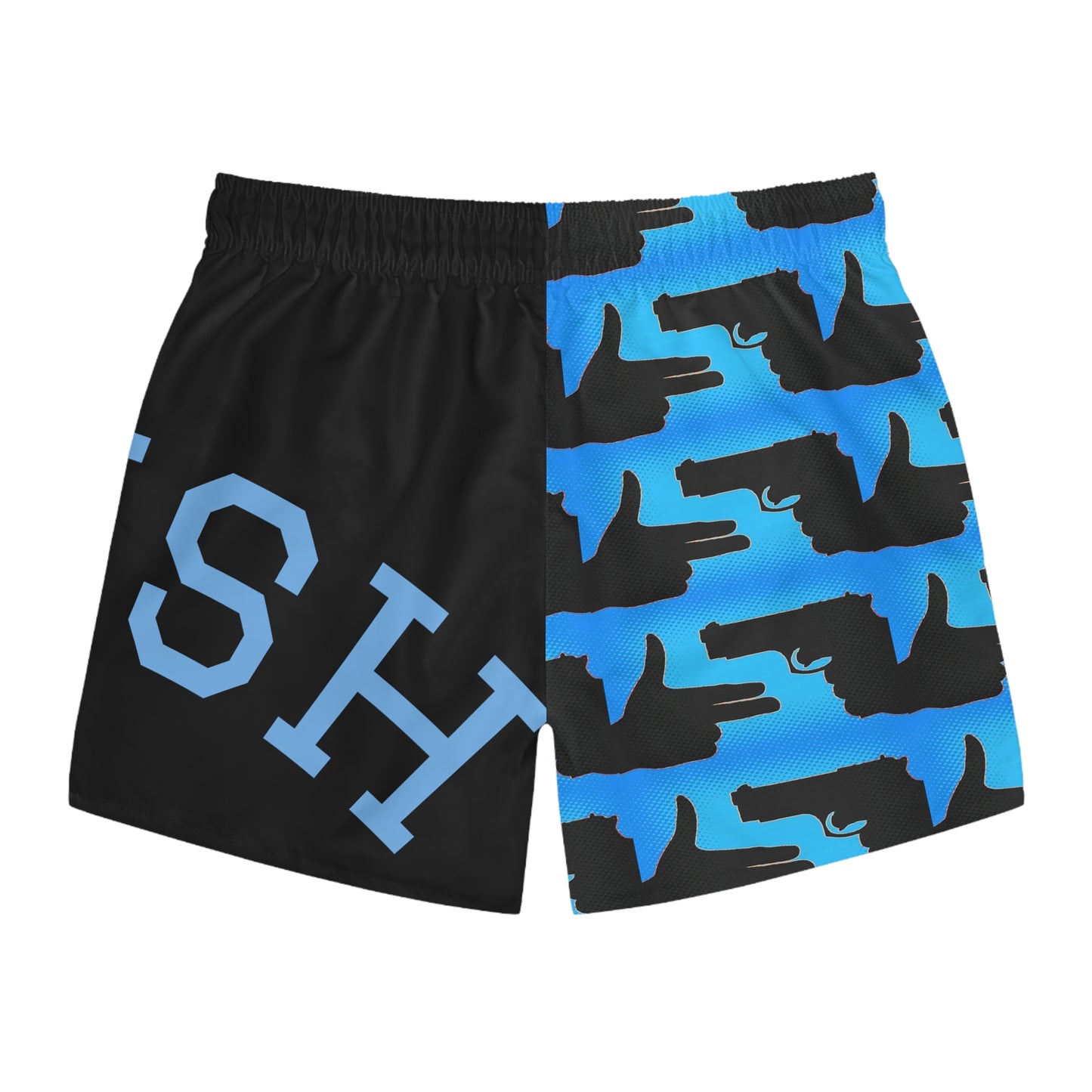 Limited E'dish Gun Silhouette Swim Trunks, Stylish Beachwear, Summer Swim Shorts, Pool Party Attire, Trendy Men's Swimwear