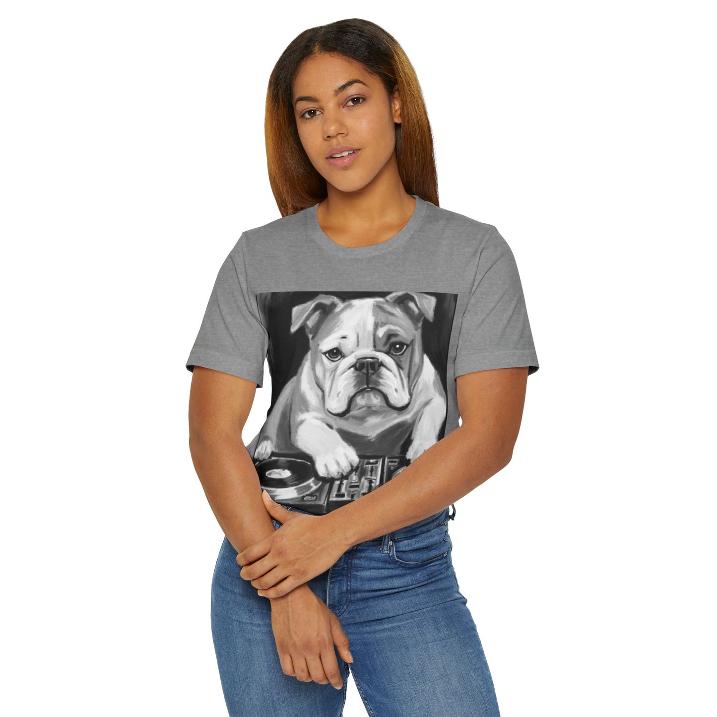 Limited E'dish Cool DJ Bulldog T-Shirt, Pet Lover Tee, Music Shirt, Funny Graphic Tee, Dog Themed Gift