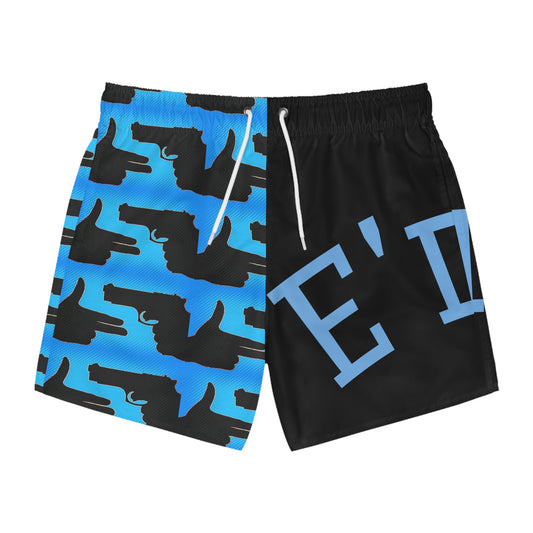 Limited E'dish Gun Silhouette Swim Trunks, Stylish Beachwear, Summer Swim Shorts, Pool Party Attire, Trendy Men's Swimwear