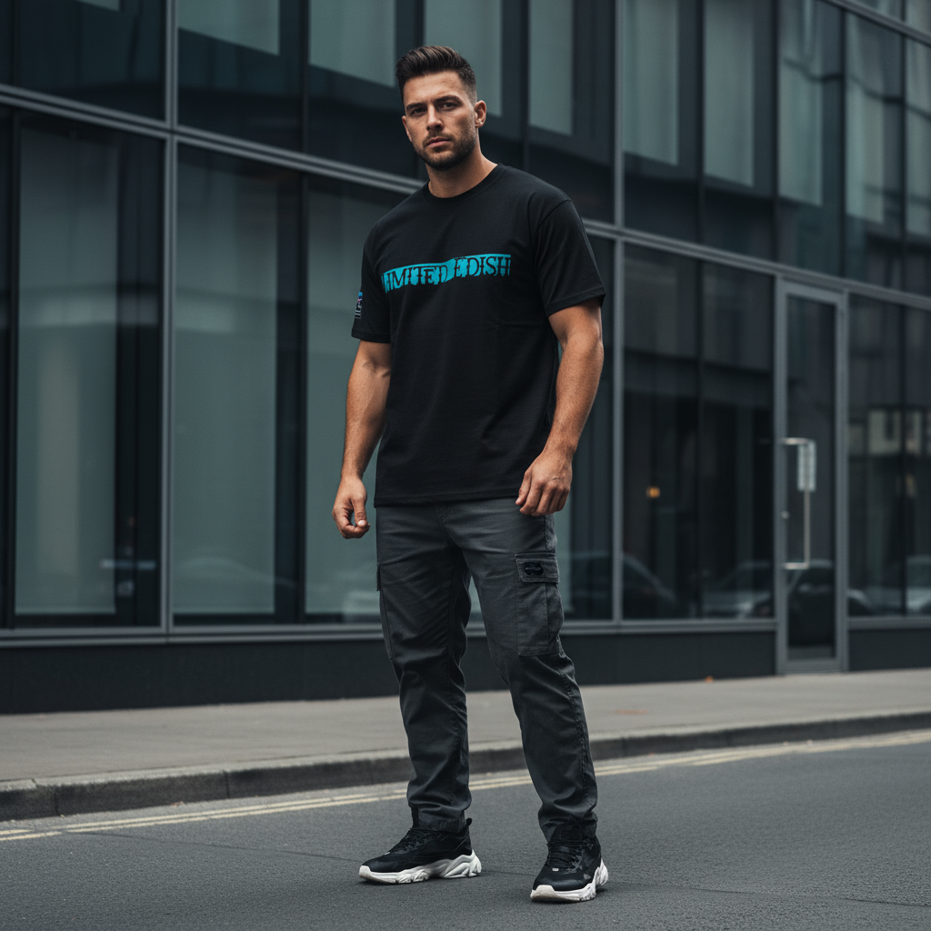 Black Blue Chest Front